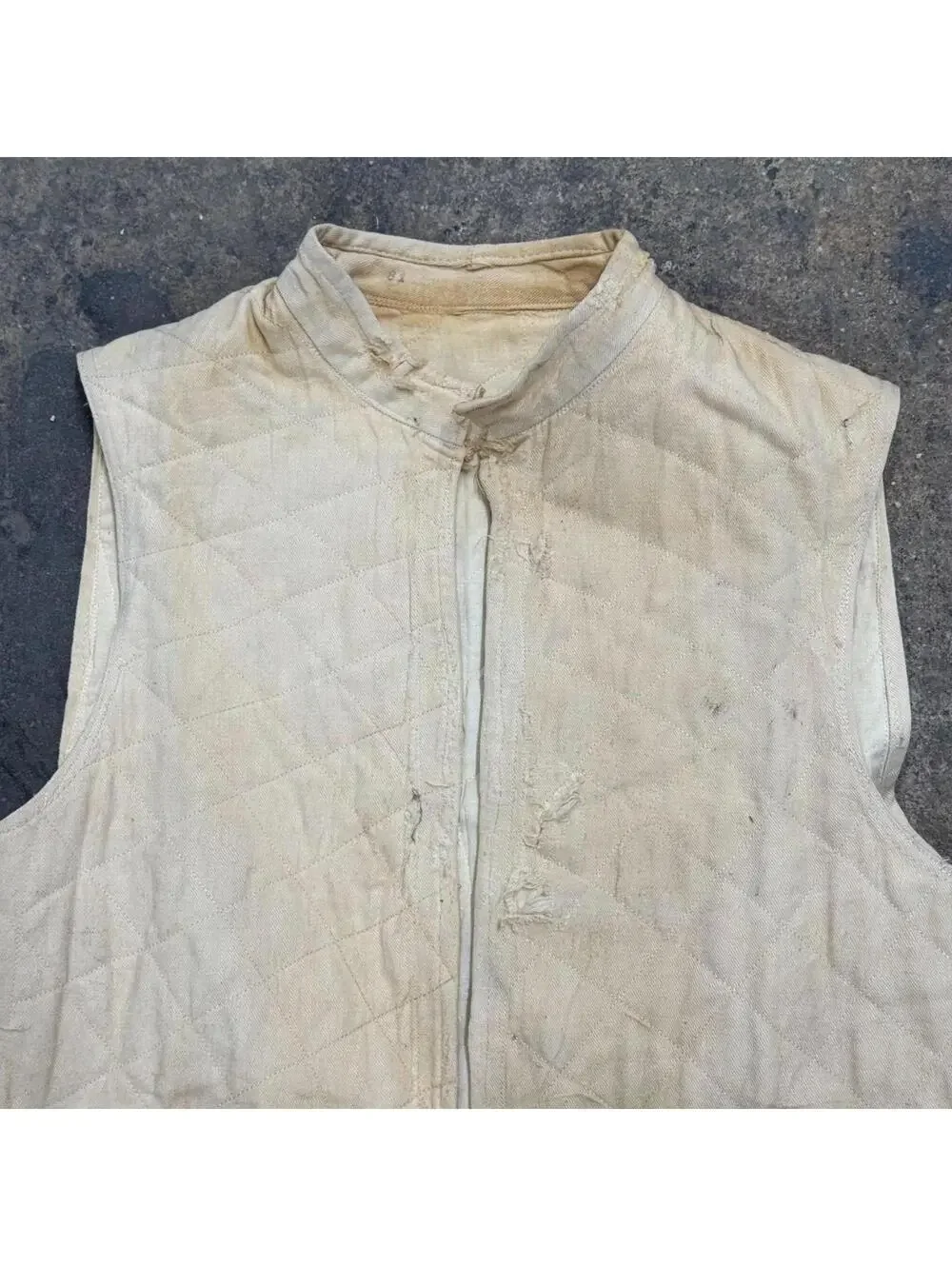 Vintage 60s 70s Western Film Costume Vest Distressed Quilted Cotton Thrashed